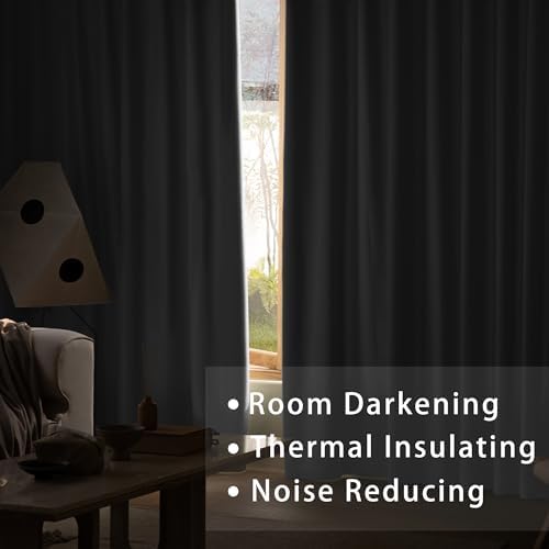 UPOPO Blackout Curtains 52x80 2 Panels Dark Grey
