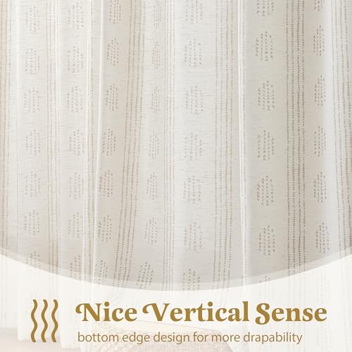 Boho Linen Curtains 84 Inches Long 2 Panels