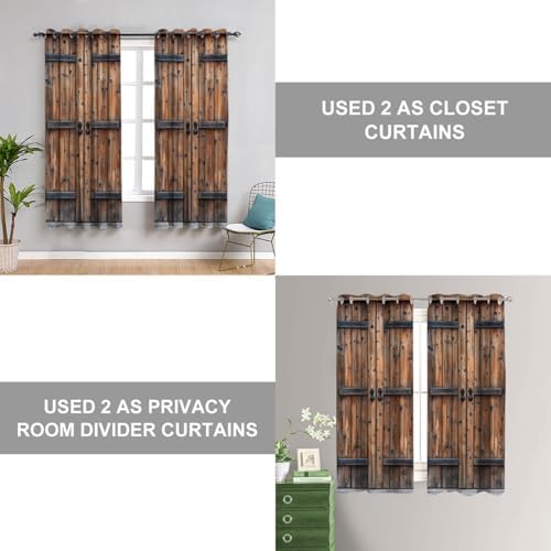 Rustic Wood Barn Door Curtain for Room Decor