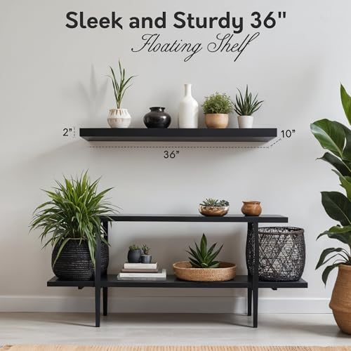InPlace Heavy Duty Floating Shelf - 36x10x2 Black