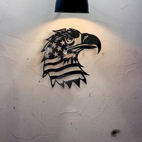 Patriotic Bald Eagle American Flag Metal Wall Art 40 Inch