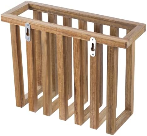 MyGift 11 Inch Acacia Wood Magazine Rack and File Holder