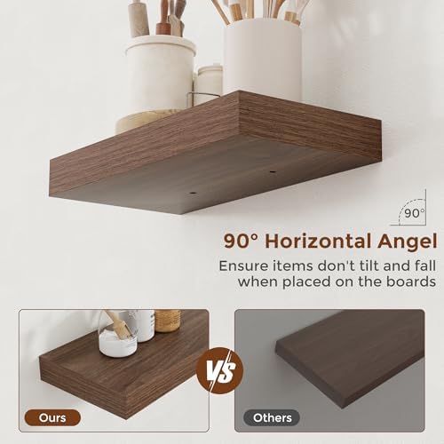 Heimlove 16 Inch Floating Shelves Set of 2 Wall Mounted Rustic Wood