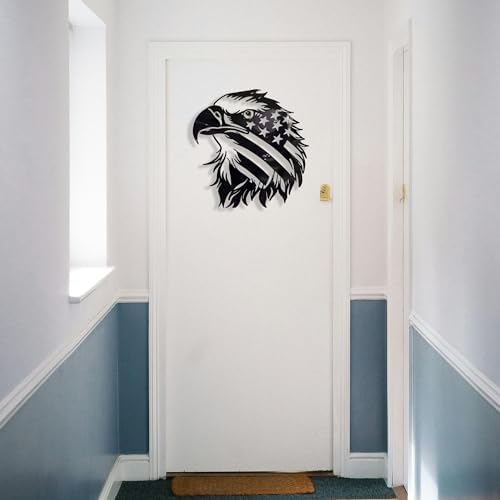 Patriotic Bald Eagle American Flag Metal Wall Art 30 Inch