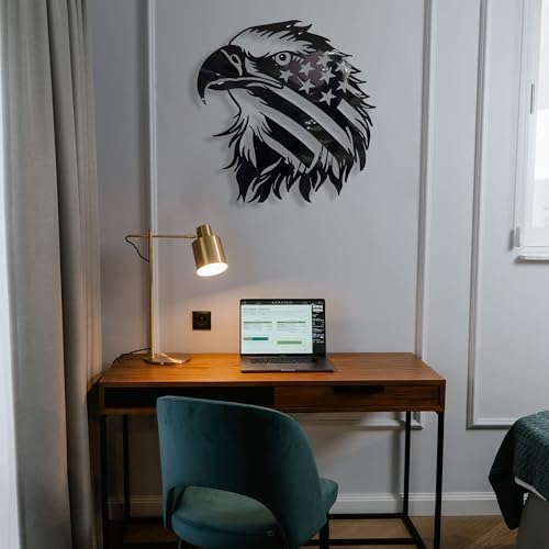 Patriotic Bald Eagle American Flag Metal Wall Art 30 Inch