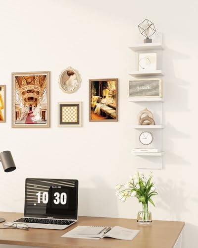 IBUYKE 5 Tier Wall Shelf Unit White Vertical Storage Shelf