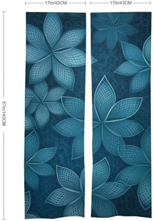 Japanese Noren Door Curtain with Grid Flowers Design