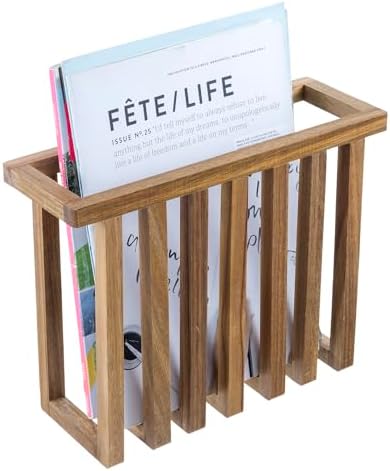 MyGift 11 Inch Acacia Wood Magazine Rack and File Holder