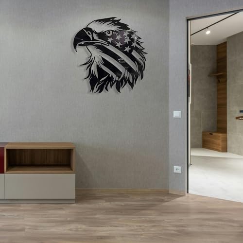 Patriotic Bald Eagle American Flag Metal Wall Art 30 Inch