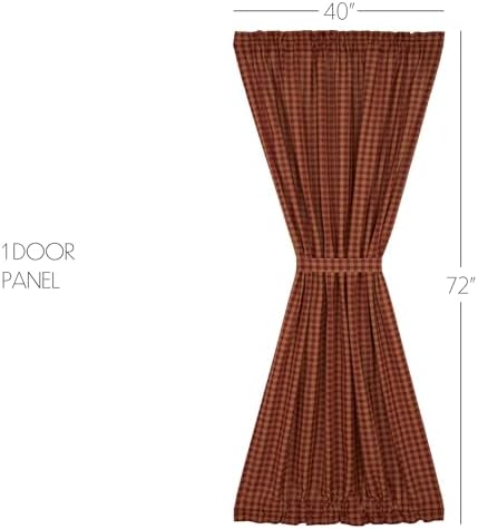 VHC Brands Burgundy Check Door Panel 72x40 Red