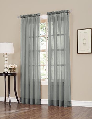 No 918 Erica Crushed Sheer Voile Panel 51x84 Charcoal Gray
