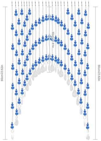 Beaded Curtain for Doorway with Clear Crystal Beads Blue