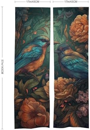 Japanese Noren Birds and Flowers Door Curtain 34x57 Inch