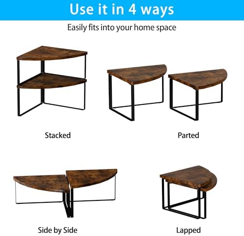 Golener Corner Shelf Countertop Organizer Set of 2 Rustic Brown