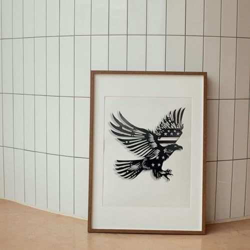 Patriotic Bald Eagle Metal Flag Wall Art 40 Inch