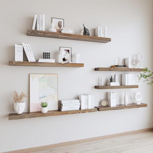 Rustic Floating Shelves 60 Inch Long Set of 2 Heavy Duty Wood