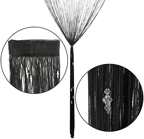 Greenwish Black Beads Curtain with Tassels