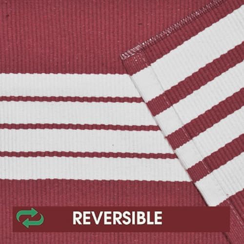 USTIDE Red and White Striped Area Rug 236 x 51 Inches