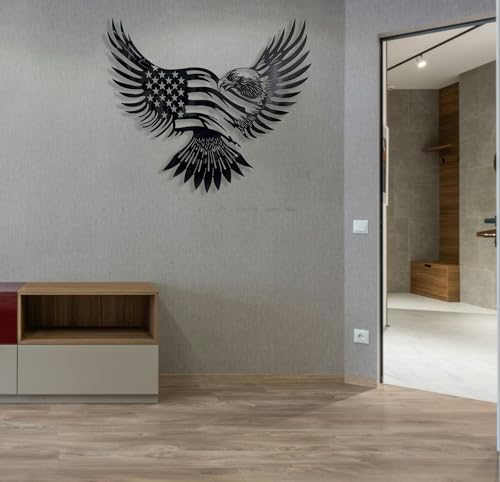 Patriotic Bald Eagle American Flag Metal Wall Art