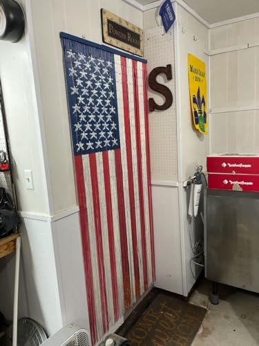 125 Strand American Flag Beaded Curtain with Hanging Hardware