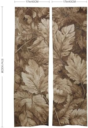 Japanese Noren Door Curtain White Brown Leaves Print 34x57