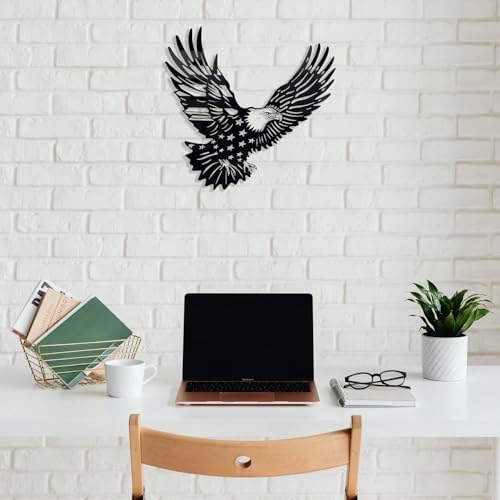 Patriotic Bald Eagle Flag Metal Wall Art 30 Inch