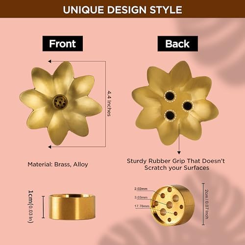 Raajsee Flower Incense Holder Set of 3 Brass Modern