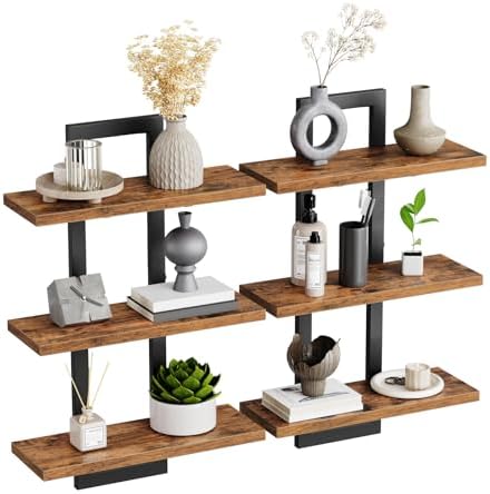 HOOBRO Floating Shelves Set of 2 3-Tier Wall Mounted Storage