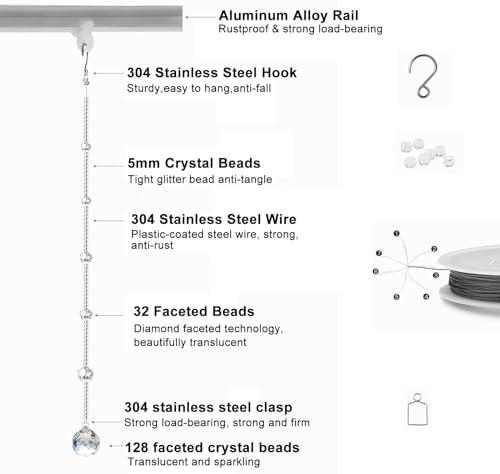 Crystal Beaded Curtain for Doorway 20 String Room Divider Blind