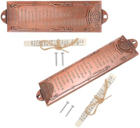 LUOZZY 2pcs Red Bronze Mezuzah with Scroll for Jewish Home Blessing