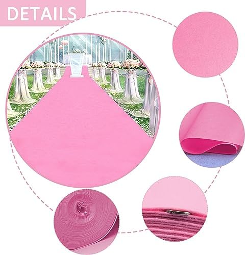 Pink Wedding Carpet Non Slip Bridal Walkway Runner Rug 12x30m