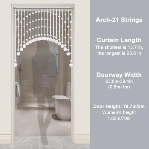 Crystal Beaded Curtain for Doorway 20 String Room Divider Blind
