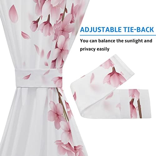 Shine-Home Spring Pink Sakura French Door Curtain Panel