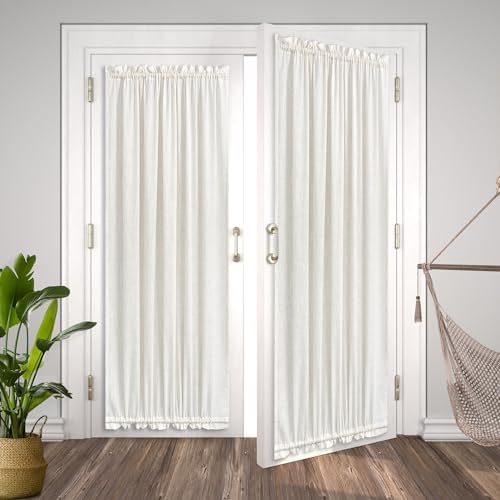 KOUFALL French Door Curtain Linen Blend 25x72 Panel Off WhiteCream Beige