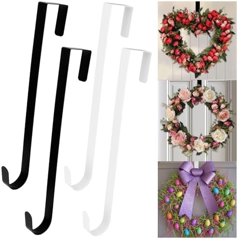 4 Pcs Wreath Hangers for Front Door Metal Garland Hooks