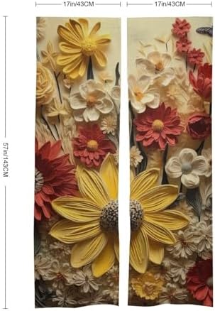 Japanese Noren Door Curtain with Flower Design 34x57 Inches
