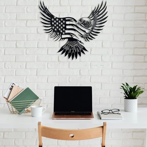 Patriotic Bald Eagle American Flag Metal Wall Art