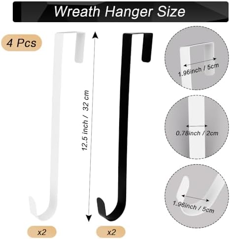 4 Pcs Wreath Hangers for Front Door Metal Garland Hooks