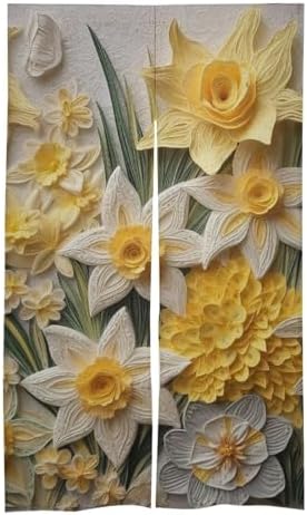 Japanese Noren Narcissus Bouquet Door Curtain 34x57