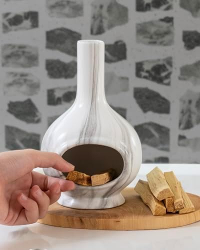 Handmade Ceramic Incense Holder with Marble Design