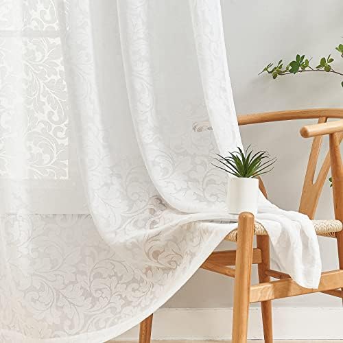 Treatmentex White Sheer Curtain Panels Set 54x84x2