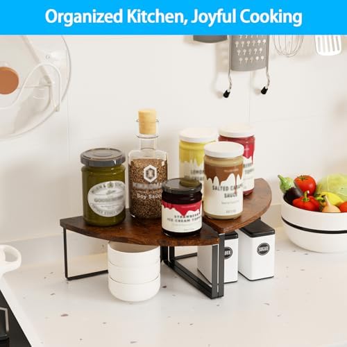 Golener Corner Shelf Countertop Organizer Set of 2 Rustic Brown
