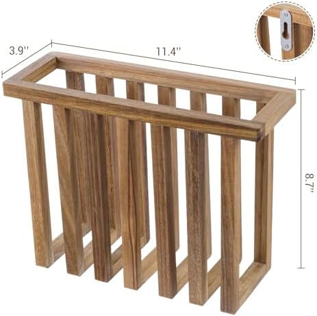 MyGift 11 Inch Acacia Wood Magazine Rack and File Holder