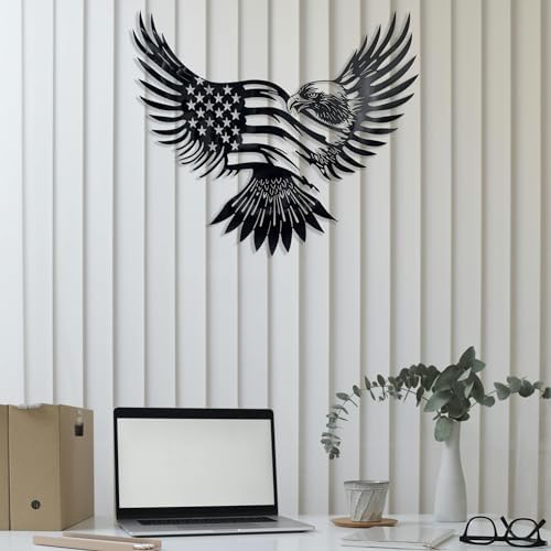 Patriotic Bald Eagle American Flag Metal Wall Art