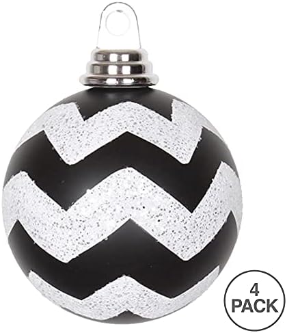 Vickerman 4 Chevron Ball Ornament 4 Pack