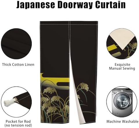 Black Ripe Grain Door Curtain with Privacy Divider Panel