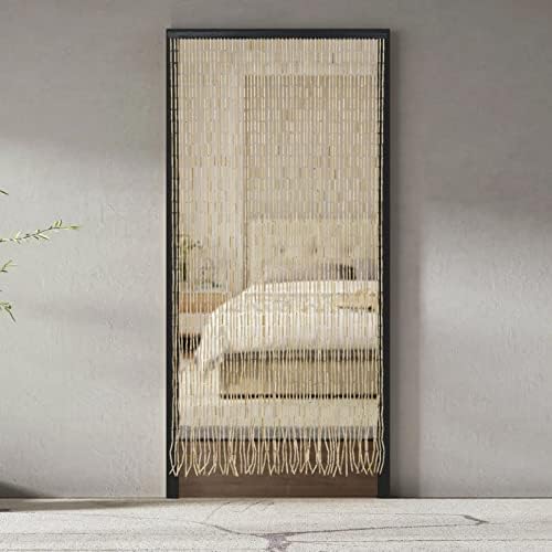 Natural Wood and Bamboo Beaded Curtain 60 Strands