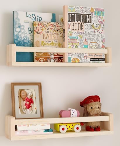 Heimlove Floating Shelves for Nursery 16 Inch Wall Bookshelf Set of 2