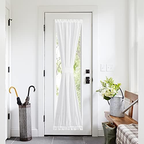 NICETOWN Sheer Curtain for French Door White 26x80