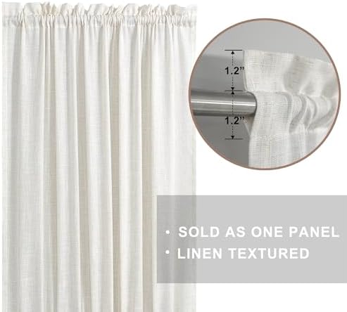 KOUFALL French Door Curtain Linen Blend 25x72 Panel Off WhiteCream Beige